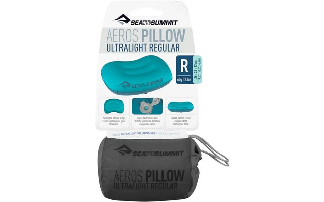 Sea To Summit Aeros Ultralight Pillow Reisekissen Regular, Grau 36x26x12cm 1 Sea To Summit Aeros Ultralight Pillow Reisekissen Regular, Grau 36x26x12cm