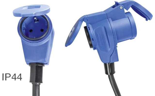 CEE-Adapterleitung Schutzkontaktstecker 90° CEE-Kupplung 3-polig 1 CEE-Adapterleitung Schutzkontaktstecker 90° CEE-Kupplung 3-polig