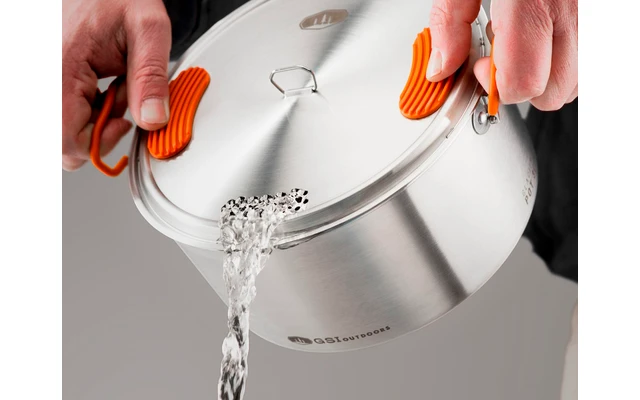 GSI Stainless Base Camper Medium Kochset 6 Teilig 2 Töpfe 2 / 3 Liter Bratpfanne 22,8 Cm 3 GSI Stainless Base Camper Medium Kochset 6 Teilig 2 Töpfe 2 / 3 Liter Bratpfanne 22,8 Cm – Bild 3