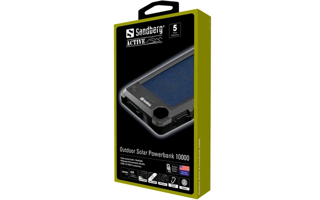 Sandberg 420-53 Outdoor Solar Powerbank Schwarz 10000 MAh 1 Sandberg 420-53 Outdoor Solar Powerbank Schwarz 10000 MAh