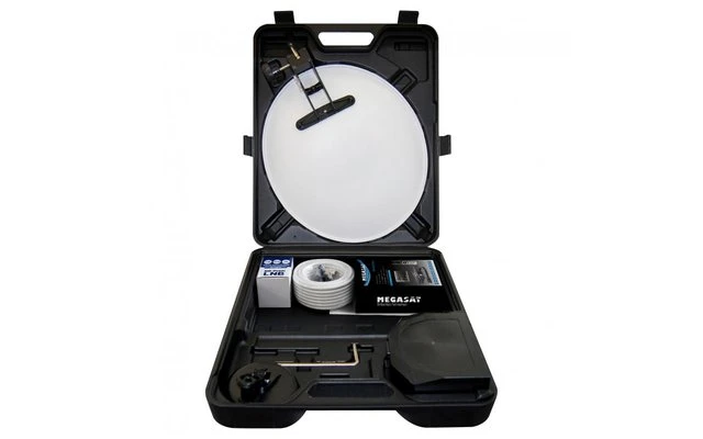 Megasat Mobile Sat-Anlage Mit HD Receiver Im Campingkoffer 1 Megasat Mobile Sat-Anlage Mit HD Receiver Im Campingkoffer